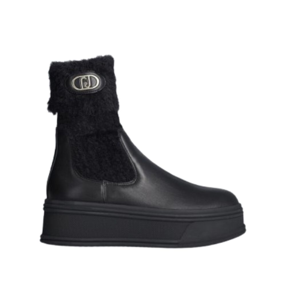 LIU JO BLACK WOMEN ANKLE BOOTS WITH WARM SOCK 